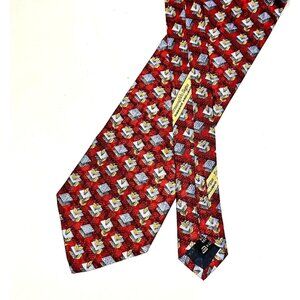 Ermenegildo Zegna 100% Silk Tie Necktie Italy Geometric Dark Red 56" x 3.75"
